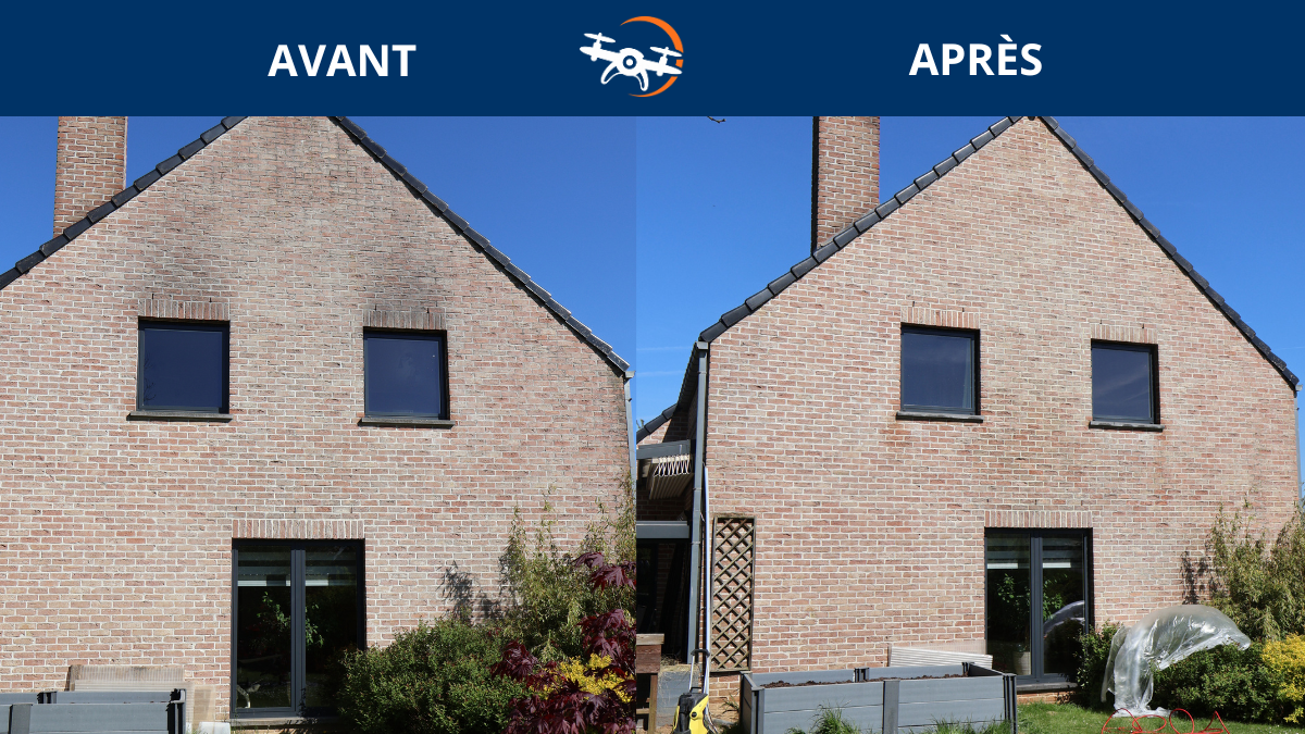 Nettoyage du pignon d&rsquo;une façade à Mettet (entre Charleroi et Dinant) – Vidéo
