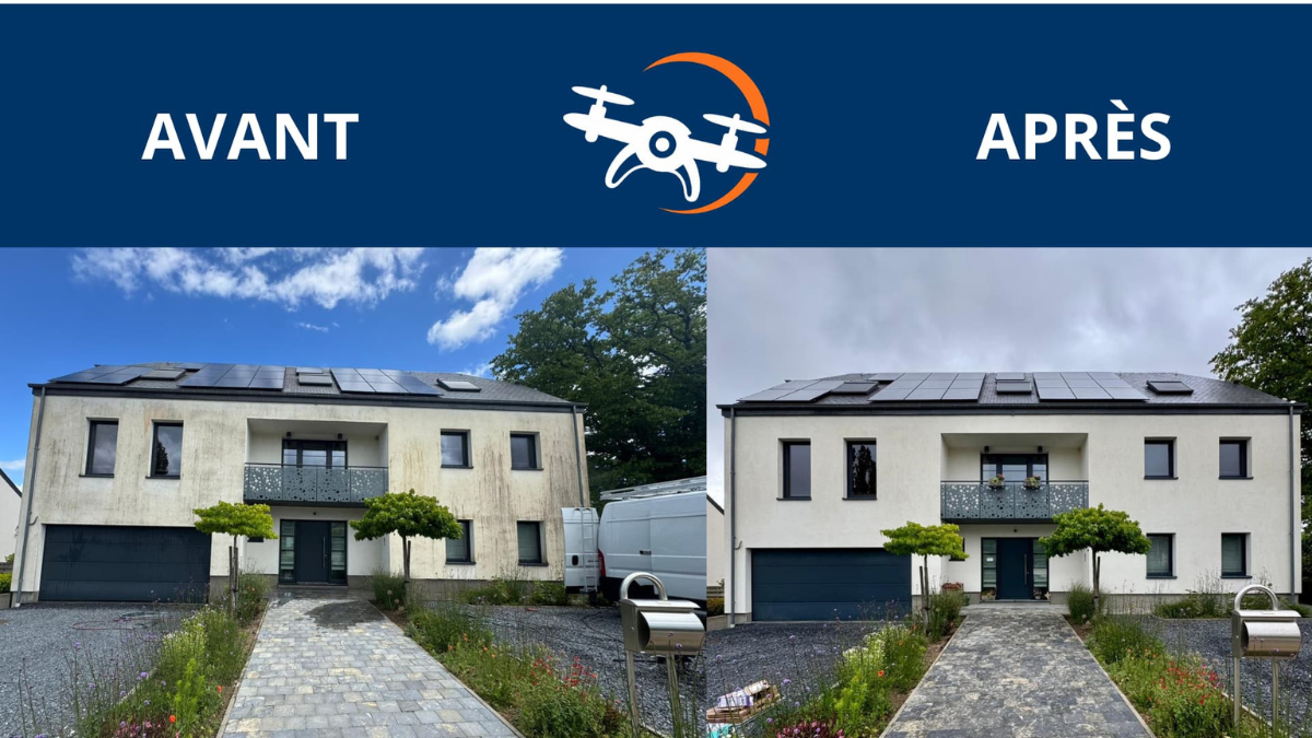 Remise à neuf (nettoyage toiture, nettoyage façade, nettoyage panneaux solaires) d&rsquo;une superbe propriété à Autelbas, à côté d&rsquo;Arlon