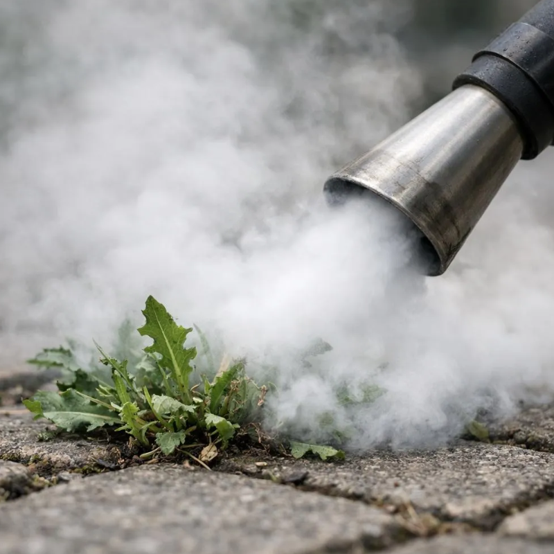 La vapeur permet un déshervage efficace en tuant les racines