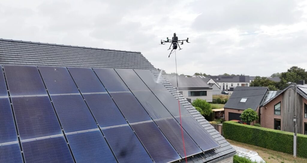 Nettoyage de panneaux solaires par drone en Belgique